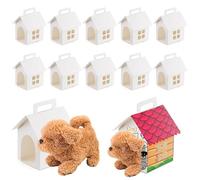Lot de 24 boîtes cadeaux pliables en forme de maison pour chien avec poignées et trous, parfaites pour la rentrée scolaire, les fêtes d'adoption des chiots et des animaux domestiques, décorations