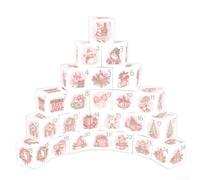 Lot de 24 boîtes de compte à rebours de Noël en papier avec motifs de vacances à remplir avec des chocolats, des bonbons ou des petits souvenirs (24 roses)