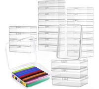 Lot de 24 boîtes de rangement en plastique transparent avec couvercles pour crayons de t activités créatives de groupe