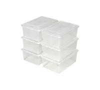 Lot de 24 boîtes de rangement plastique pour chaussures avec couvercle blanc transparent
