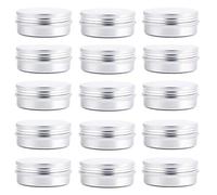 Lot de 24 boîtes de rangement vides en aluminium argenté avec couvercle à visser pour thé, épices, fard à paupières, baumes à lèvres, crème, travaux manuels, bijoux - 60 ml, Argenté., 60 ml
