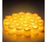 Lot de 24 Bougie LED Flamme Vacillante Sans Feu - Bougies Chauffe-Plat Électroniques, LED Thé Flamme Réaliste Bougie Électronique Ambiance Pour Fêtes, Mariages et Décorations de Noël, Blanc Chaud