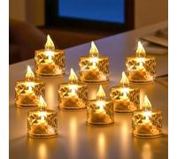 Lot de 24 bougies chauffe-plat électriques à LED - 3,6 x 5 cm - Flamme vacillante - Bougies réalistes sans flamme à piles - Pour Halloween, la Saint-Valentin, les mariages, Noël