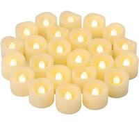 Lot de 24 bougies chauffe-plat LED sans flamme vacillantes à piles pour Halloween, Noël, mariage, etc. Blanc chaud