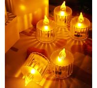 Lot de 24 bougies chauffe-plat lumineuses à piles, LED jaune chaud, fausses bougies sans flamme, utilisées pour Noël, mariage, fête, festival, Saint-Valentin