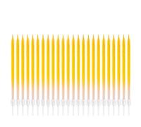 Lot de 24 bougies colorées dégradées pour gâteau d'anniversaire avec paillettes dorées, longues et fines, pour cupcakes et enfants (jaune dégradé)