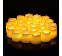 Lot De 24 Bougies LED Chauffe-Plat À Flamme Vacillante, Bougies Électriques À Lumière Blanche Chaude Fonctionnant À Piles, Idéales Pour Mariages, Fêtes, Jardins Et Décorations De Noël.