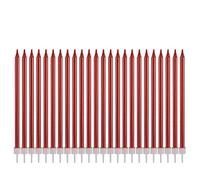 Lot de 24 bougies métalliques « Happy Birthday » pour décoration de gâteau d'anniversaire - Longues et fines - Pour décoration de fête de mariage (rouge métallique)