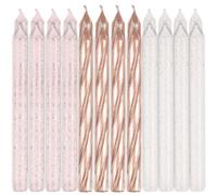 Lot de 24 bougies spirales à paillettes or rose, 8,9 cm - Design élégant, parfaites pour les anniversaires, mariages, anniversaires et célébrations