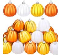 Lot de 24 Boules Citrouille Halloween 5cm Plastique Couleurs Variées | Plastic Material, 5cm Size, 4 Colour Mix, Indoor Outdoor Use, Hanging Balls For Porch Trees