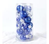 Lot de 24 boules de Noël à paillettes pour décorations festives dans des lieux haut de gamme, y compris les restaurants, les hôtels et les vitrines résidentielles (bleu)