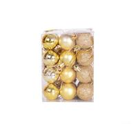 Lot de 24 boules de Noël à suspendre en plastique incassable pour décoration de sapin (doré)
