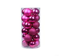 Lot de 24 boules de Noël à suspendre pour décoration de maison et de fête, adaptées pour créer une ambiance festive (rose rouge)