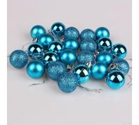 Lot de 24 boules de Noël à suspendre pour sapin et fête et décorations de vacances élégantes (bleu lac)