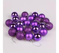 Lot de 24 boules de Noël à suspendre pour sapin et fête et décorations de vacances élégantes (violet)