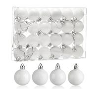 Lot de 24 Boules De Noël Blanc 4cm Arbre De Noël Boules Boule De Porte Murale Ornements Décorations Arbre Balles Décoratives Vacances Fourniture De Fête De Mariage Maison Festival Décors