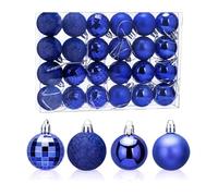 Lot de 24 Boules De Noël Bleu 4cm Arbre De Noël Boules Boule De Porte Murale Ornements Décorations Arbre Balles Décoratives Vacances Fourniture De Fête De Mariage Maison Festival Décors