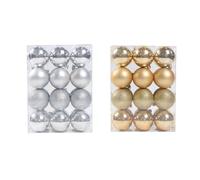 Lot de 24 boules de Noël classiques de 6 cm avec cordons incassables - Décoration de sapin de Noël - Pour décoration de sapin de Noël - Une sensation chaleureuse et joyeuse de Noël - (K)