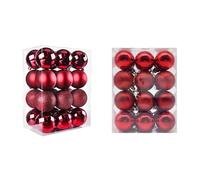 Lot de 24 boules de Noël classiques de 6 cm avec cordons incassables - Pour décoration de sapin de Noël - Une sensation chaleureuse et joyeuse de Noël (E)