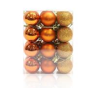 Lot de 24 boules de Noël incassables de 30 mm à suspendre pour sapin de Noël, vacances, mariage, décoration de fête, orange