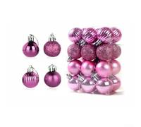 Lot de 24 boules de Noël en plastique pour décoration de sapin de Noël et de mariage, 30 mm de diamètre, adaptées pour les immeubles de bureaux, les restaurants et les hôtels (rose)