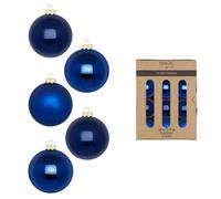Lot de 24 boules de Noël en verre - 3 cm - Mat et brillant - Mini boules de Noël - Décoration de Noël et décoration de sapin de Noël - Vert foncé - Bleu roi