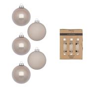 Lot de 24 boules de Noël en verre - 3 cm - Mat et brillant - Mini boules de Noël pour Noël - Décoration de Noël et décoration de sapin de Noël - Taupe - Albâtre fin