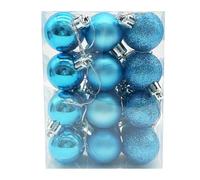Lot de 24 boules de Noël incassables de 30 mm - Mini boules de Noël à suspendre pour sapin de Noël, vacances, décoration de fête de mariage - Bleu clair