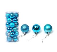 Lot de 24 boules de Noël incassables à suspendre pour sapin de Noël - Bleu lac - 3 cm