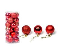 Lot de 24 boules de Noël incassables à suspendre pour sapin de Noël - Rouge - 4 cm