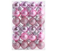Lot de 24 boules de Noël incassables à suspendre pour sapin de Noël, vacances, mariage, 30 mm, rose