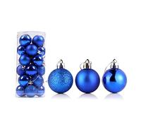 Lot de 24 boules de Noël incassables à suspendre pour sapin de Noël, vacances, mariage, décoration de maison, festival, cadeau de Noël, bleu roi, 6 cm