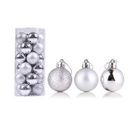 Lot de 24 boules de Noël incassables à suspendre pour sapin de Noël, vacances, mariage, décoration de maison, festival, cadeaux de Noël, argent, 8 cm