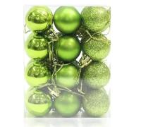 Lot de 24 boules de Noël incassables de 30 mm à suspendre pour sapin de Noël, fêtes, mariage, décoration de fête - Vert