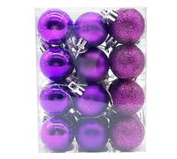 Lot de 24 boules de Noël incassables de 30 mm à suspendre pour sapin de Noël, fêtes, mariage, décoration de fête - Violet