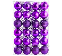 Lot de 24 boules de Noël incassables de 30 mm à suspendre pour sapin de Noël, fêtes, mariage, décoration de fête - Violet