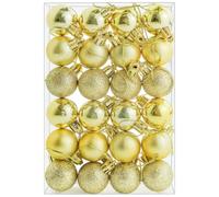 Lot de 24 boules de Noël incassables de 30 mm - Mini boules de Noël à suspendre pour sapin de Noël, vacances, décoration de fête de mariage - Doré