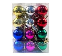 Lot de 24 boules de Noël incassables de 30 mm - Mini boules de Noël à suspendre pour sapin de Noël, vacances, décoration de fête de mariage - Colorées