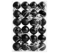 Lot de 24 boules de Noël incassables de 30 mm - Mini boules de Noël à suspendre pour sapin de Noël, vacances, décoration de fête de mariage - Noir
