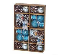 Lot de 24 boules de Noël incassables de formes mixtes Doré/rouge/bleu (bleu | Plastique incassable, formes mixtes, couleurs or, rouge et bleu, sans danger pour les enfants et les animaux domestiques