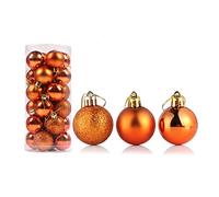 Lot de 24 Boules de Noël incassables de pour Sapin de Noël, Mini Boules de Noël à Suspendre,idéales pour Les Vacances,Les Mariages, Les fêtes, Les décorations de Noël,Les Cadeaux de Noël,Orange 6 cm