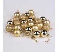 Lot de 24 boules de Noël incassables pour sapin de Noël - Boules décoratives de styles mixtes avec finition mate, brillante et pailletée pour décoration de vacances (doré)