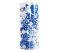 Lot de 24 boules de Noël incassables pour sapin de Noël et décorations de fête (bleu)