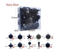 Lot de 24 boules de Noël pour décoration de sapin, conçues pour les fêtes de vacances, les mariages et une utilisation festive toute l'année (bleu marine)