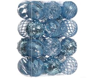 Lot de 24 boules de Noël pour décoration de sapin de Noël avec matériau PS et échelle minimaliste harmonieuse (Azure)