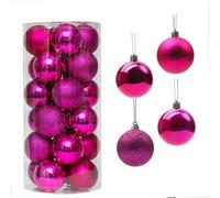 Lot de 24 boules de Noël pour décoration de sapin de Noël, fêtes, mariage, décorations à suspendre pour intérieur et extérieur (rose)