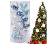 Lot de 24 boules de Noël transparentes - Décoration saisonnière pour chambre, appartement, dortoir, école, fenêtre et porte