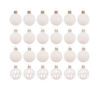 Lot de 24 boules de sapin de Noël, 4 cm, rouge et blanc, incassable | Boules décoratives de Noël, décorations pour la maison, le salon, la chambre, l'école, la fenêtre, la cheminée, un mariage