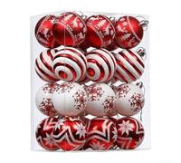 Lot de 24 boules décoratives festives incassables avec crochets pré-attachés pour sapin de Noël