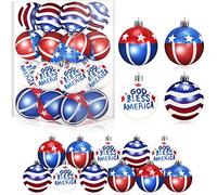 Lot de 24 boules patriotiques à suspendre 4 juillet, drapeau américain, décoration murale pour fête sur le thème des États-Unis, jour de l'indépendance, Noël, mariage, arbre de Noël, décoration murale